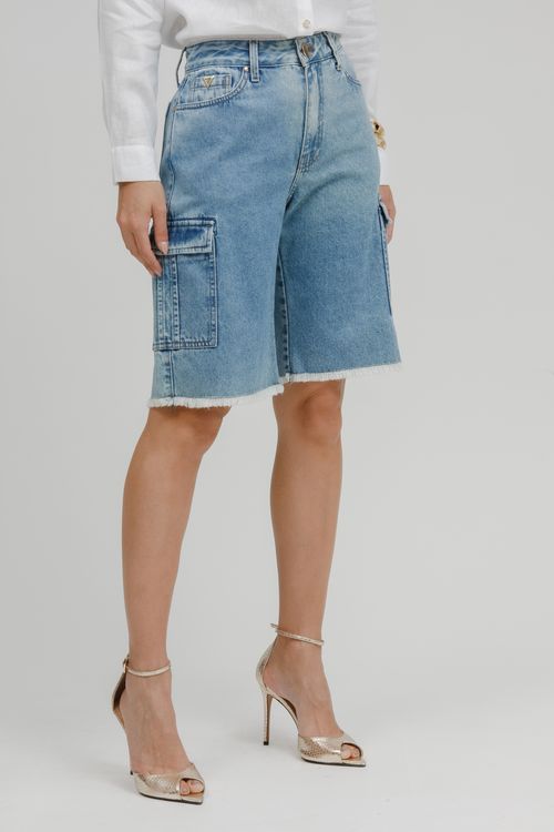 Bermuda Feminina Jeans Jorts Cargo