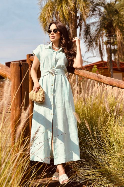Chemise Longo Com Faixa E Combinete