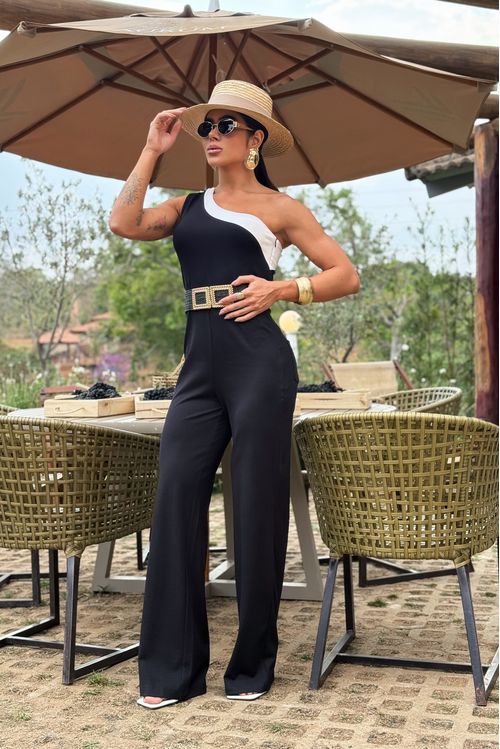 Macacão Assimétrico De Malha P & B