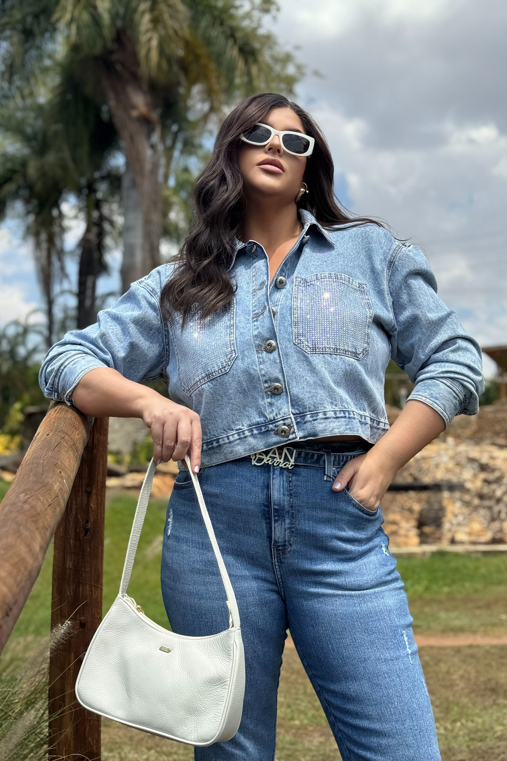 Jaqueta Jeans Cropped Manga Longa - Jean Darrot