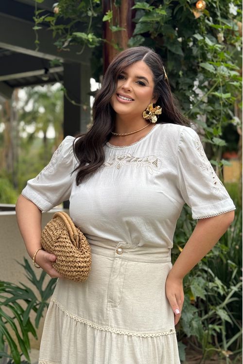 Blusa Viscolinho Bordado Richelieu