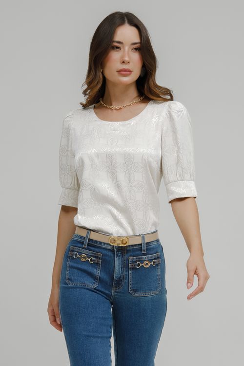 Blusa Jacquard manga Bufante