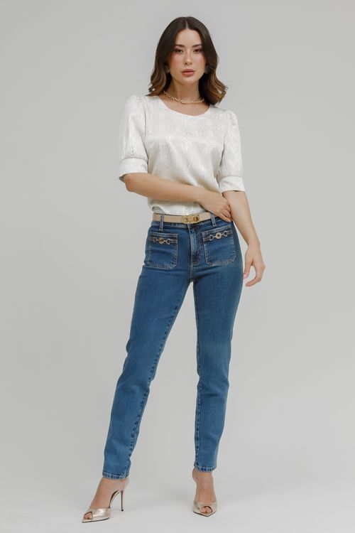 Blusa Jacquard manga Bufante