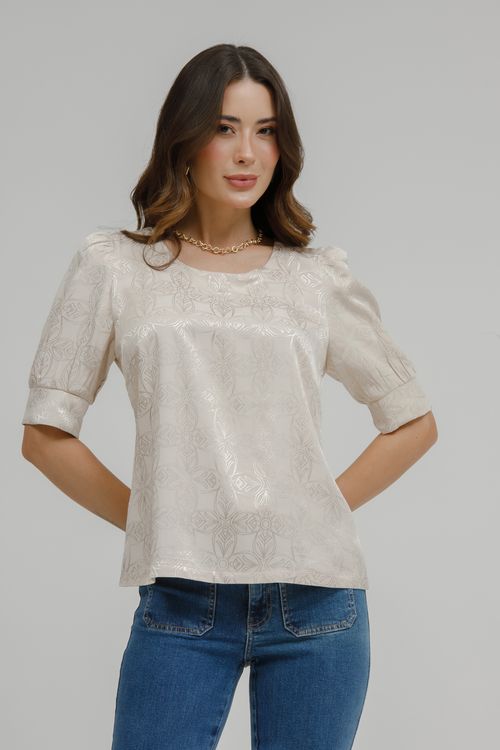 Blusa Jacquard manga Bufante