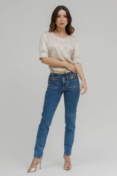 Blusa Jacquard manga Bufante