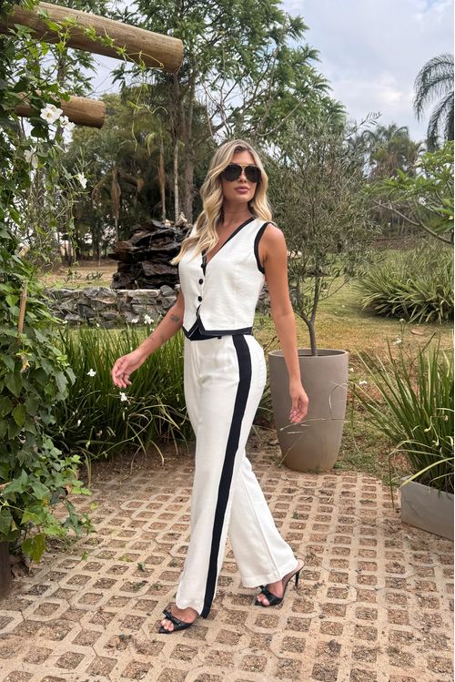 Calça Alfaiataria Off White And Black