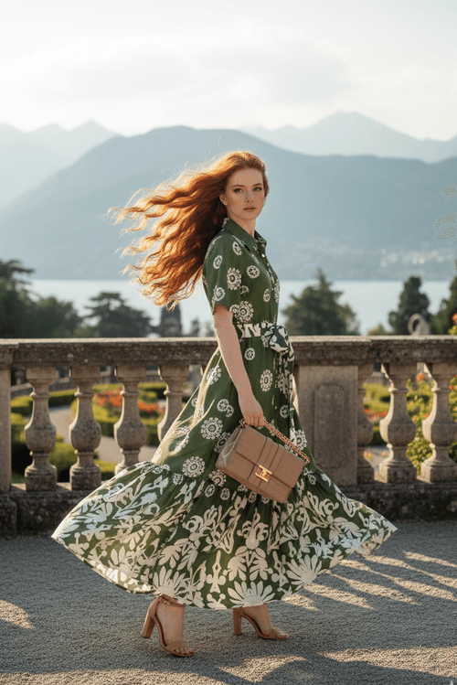 Chemise Longo Viscose Estampa Barrada