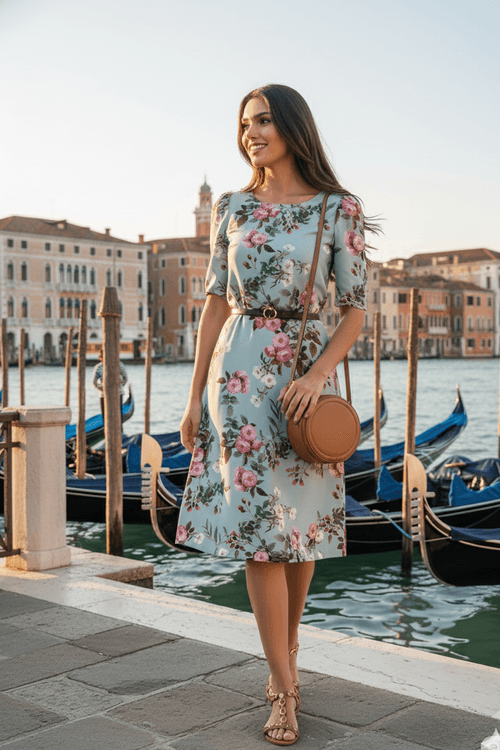 Vestido Viscose Estampada Costas Malha