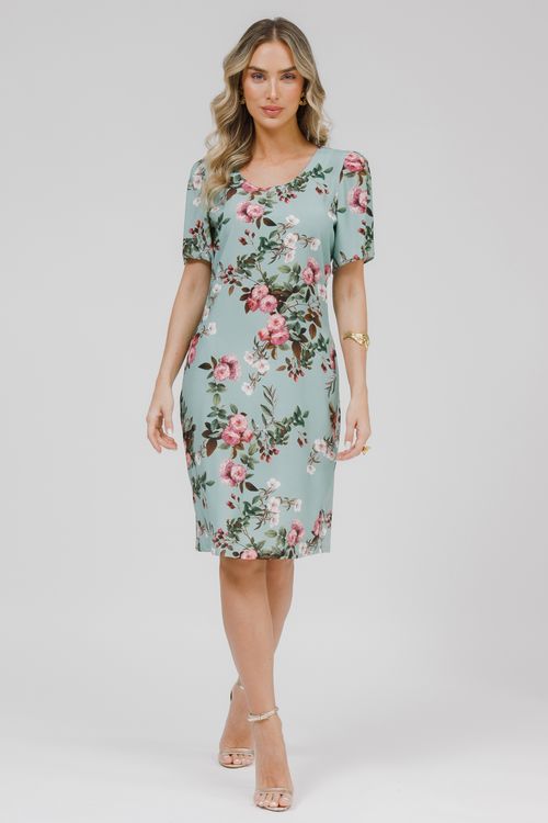 Vestido Viscose Estampada Costas Malha