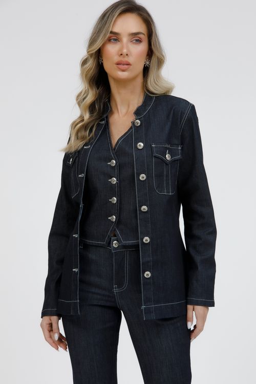 Jaqueta Feminina Jeans Manga Longa