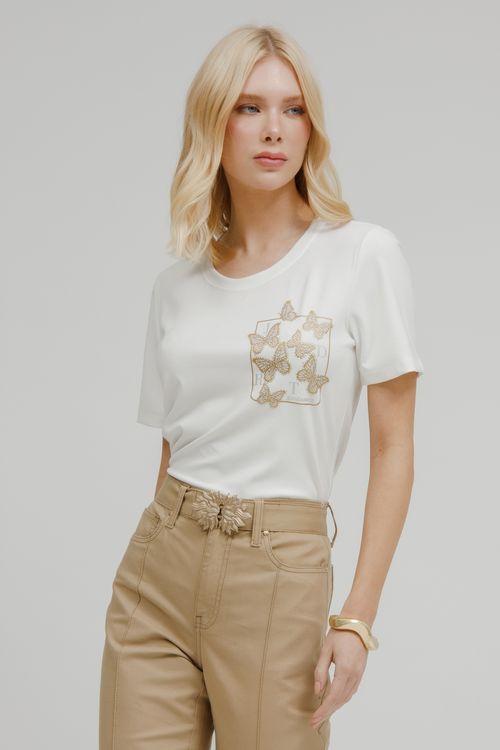 Blusa Malha Tricot Silk Borboletas