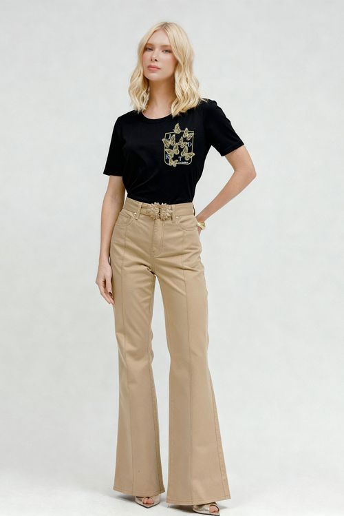 Blusa Malha Tricot Silk Borboletas