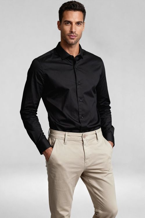 Camisa Masculina Slim Fit Manga Longa