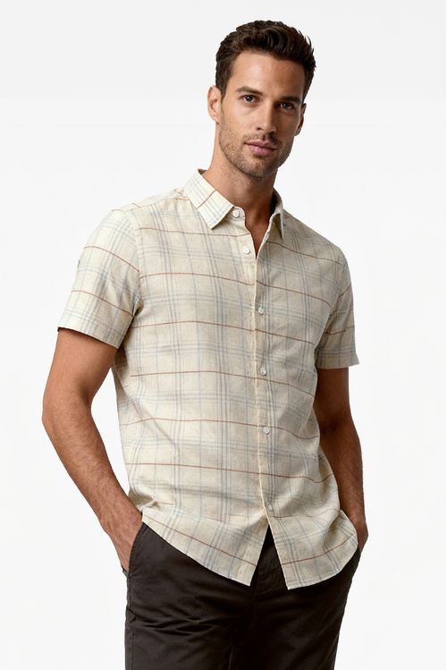 Camisa Masculina Slim Fit Manga Curta