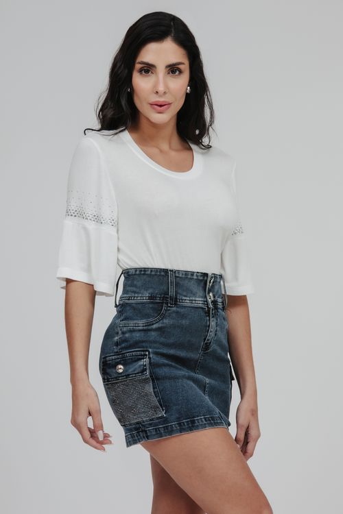 Blusa Malha Tricot Com Cristais