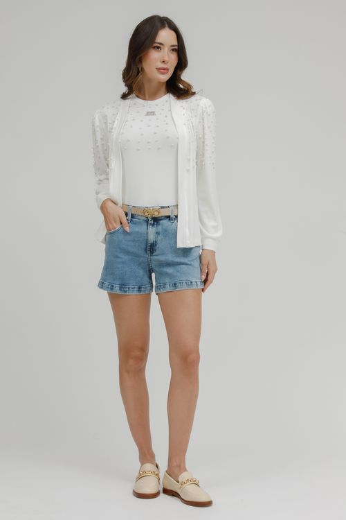 Casaqueto Malha Tricot Com Pérolas