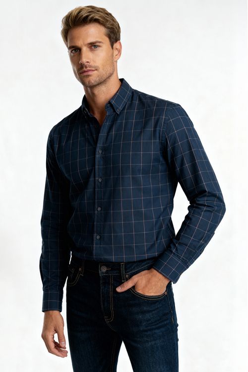Camisa Masculina Slim Fit Manga Longa