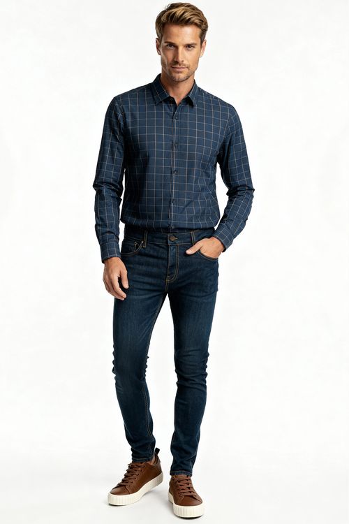 Camisa Masculina Slim Fit Manga Longa