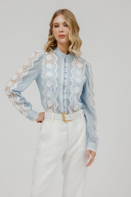 Camisa Feminina Cambraia Com Rendas