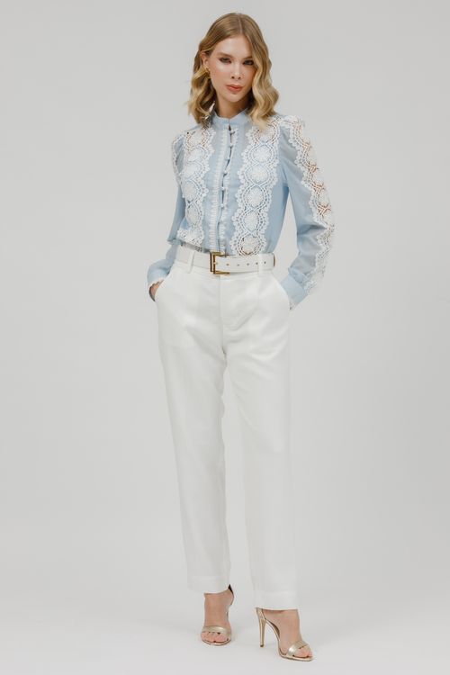 Camisa Feminina Cambraia Com Rendas