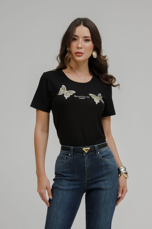 Blusa Malha Tricot Borboletas