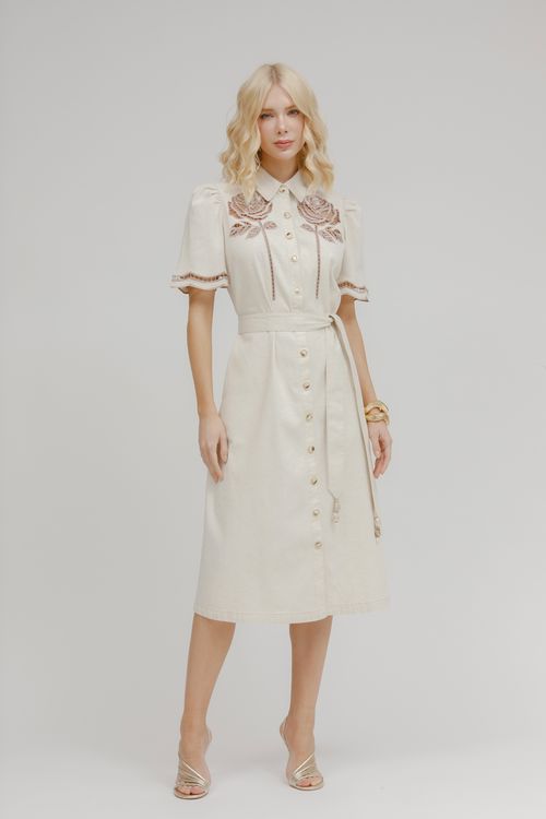 Chemisie Sarja Bordado Midi
