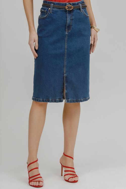 Saia Jeans Julieta Com Cinto