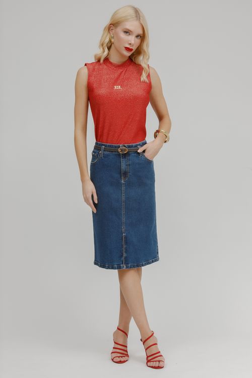 Saia Jeans Julieta Com Cinto