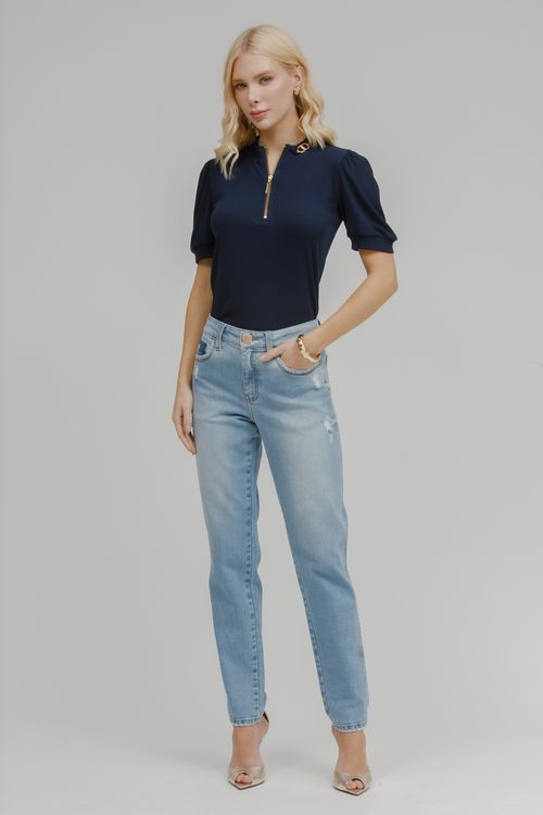 Blusa Malha Tricot Com Zíper