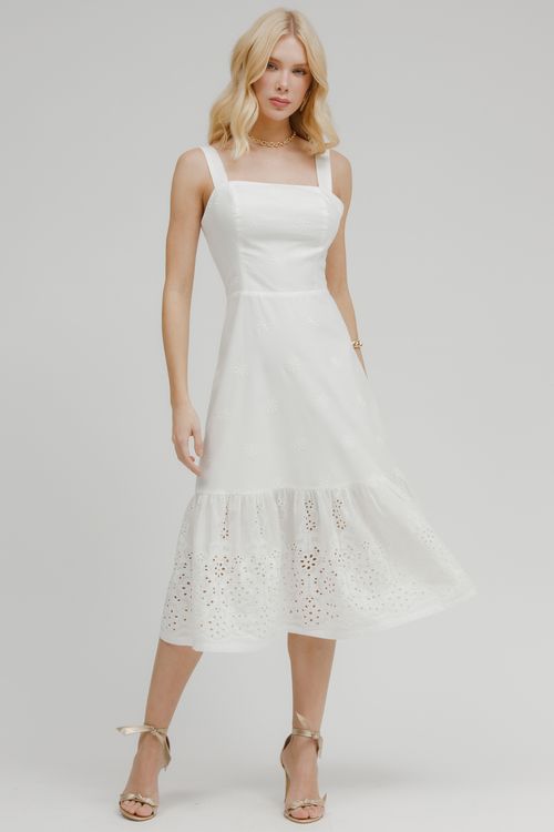 Vestido Midi Alça Laise Barrada E Faixa