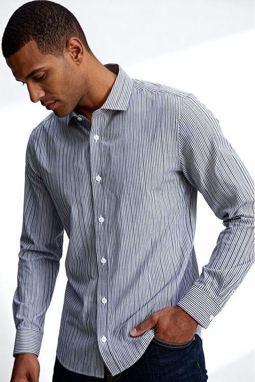 Camisa Masculina Slim Fit Manga Longa