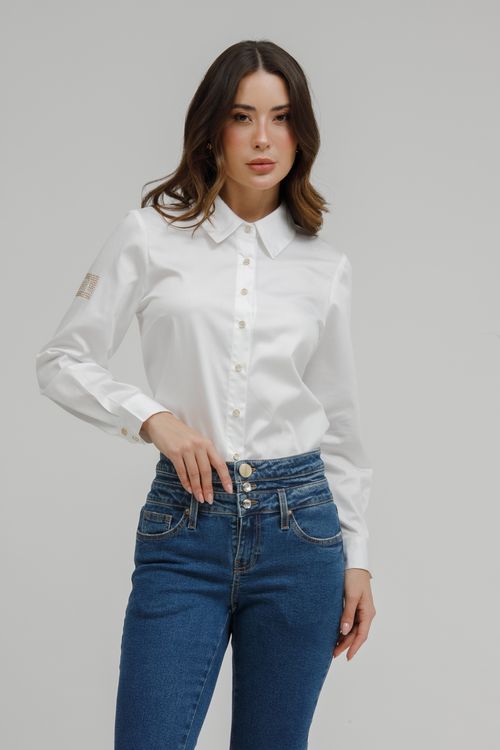 Camisa Feminina Tricoline Com Cristais