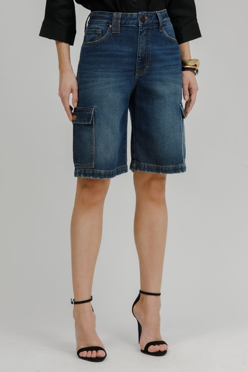 Bermuda Feminina Jeans Jorts Cargo