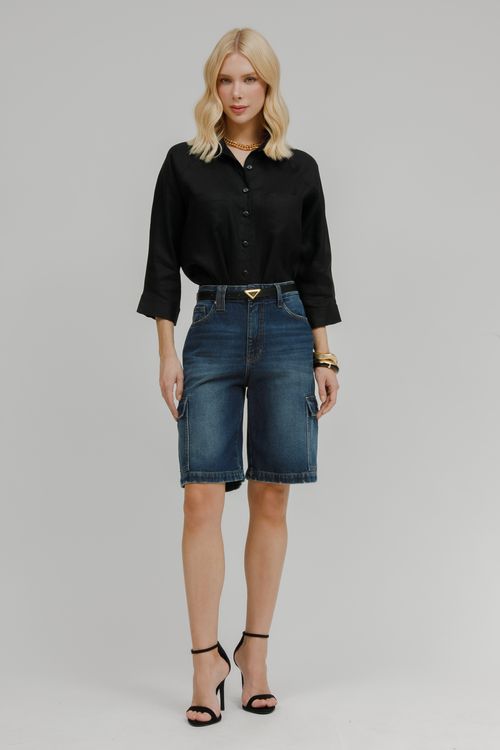 Bermuda Feminina Jeans Jorts Cargo