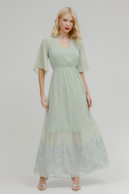 Vestido Longo Boho Musseline Bordada
