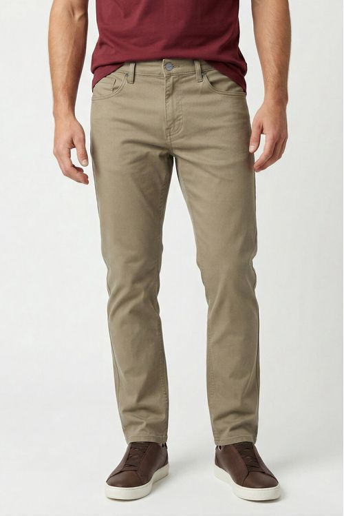 Calça Masculina Sarja Mid Reta - Caqui