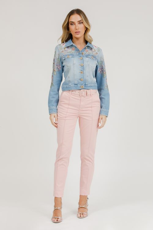 Calça Feminina Sarja Luciana Skinny Com Cinto