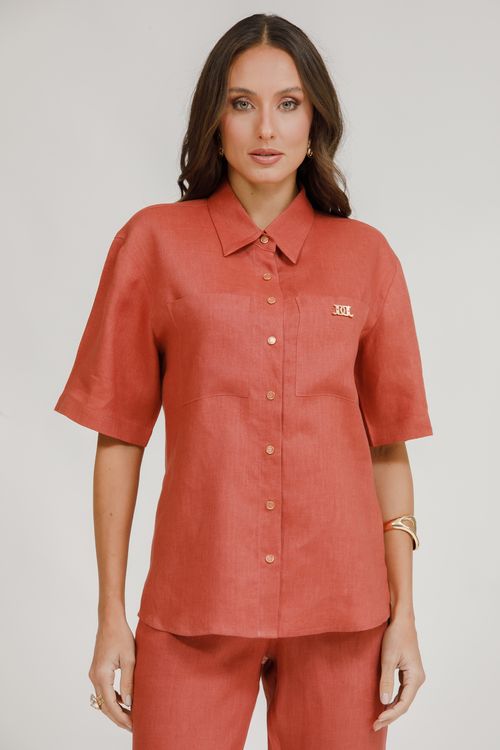 Camisa Feminina Linho Manga Curta