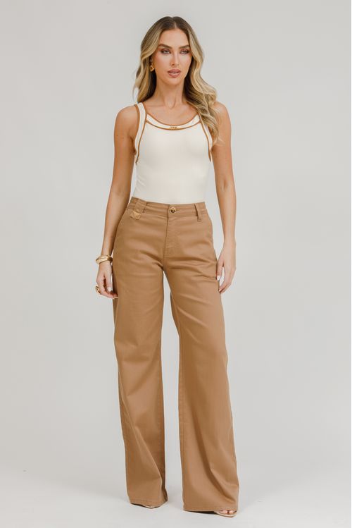 Regata Malha Canelada Com Vivos