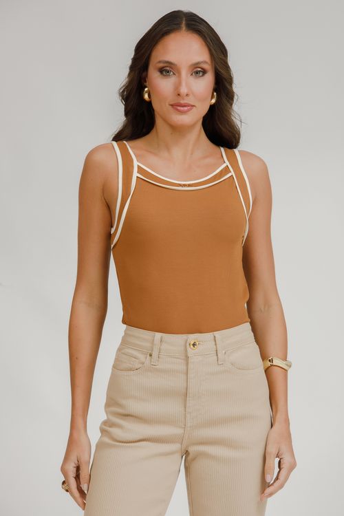 Regata Malha Canelada Com Vivos