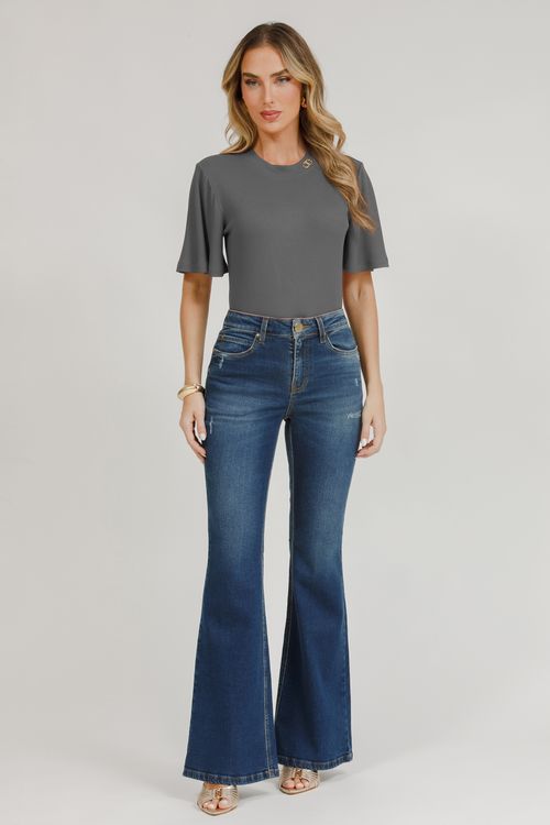 Blusa Malha Tricot Metal Gola