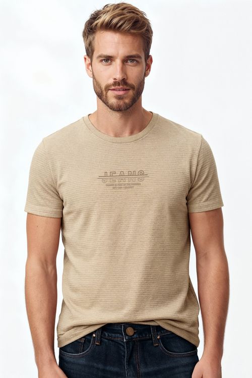 Camiseta Malha Tricot Silk Relevo - Bege