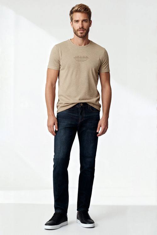 Camiseta Malha Tricot Silk Relevo - Bege