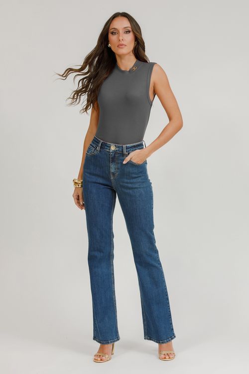 Regata Malha Gola Alta Com Metal