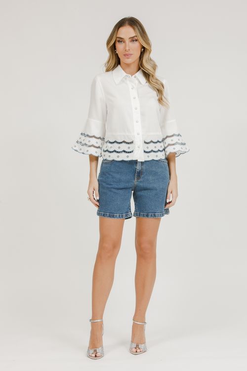 Bermuda Feminina Jeans Média - Jeans Médio