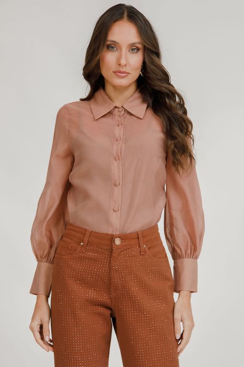 Camisa Feminina Mangas Bufante E Combinete