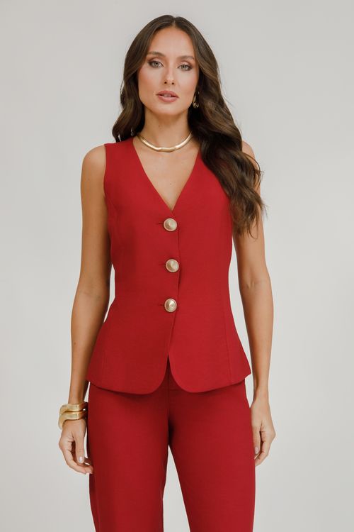 Colete Alfaiataria Com Maxi Botões