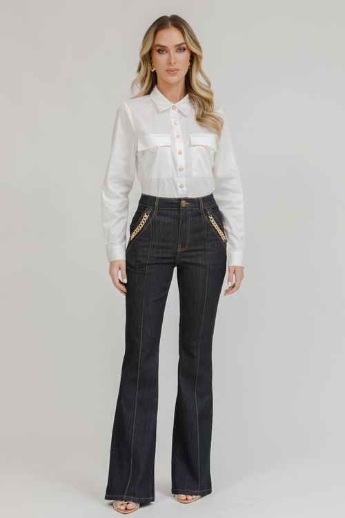 Calça Feminina Jeans Luciana Bootcut - Jeans Escuro