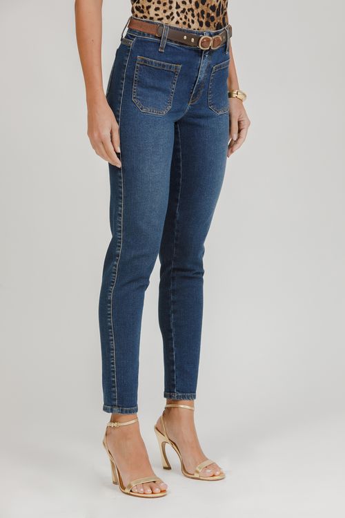 Calça Feminina Jeans Sofia Skinny Com Cinto - Jeans Médio
