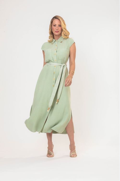 Chemise Sarja Midi Com Faixa - Verde Menta